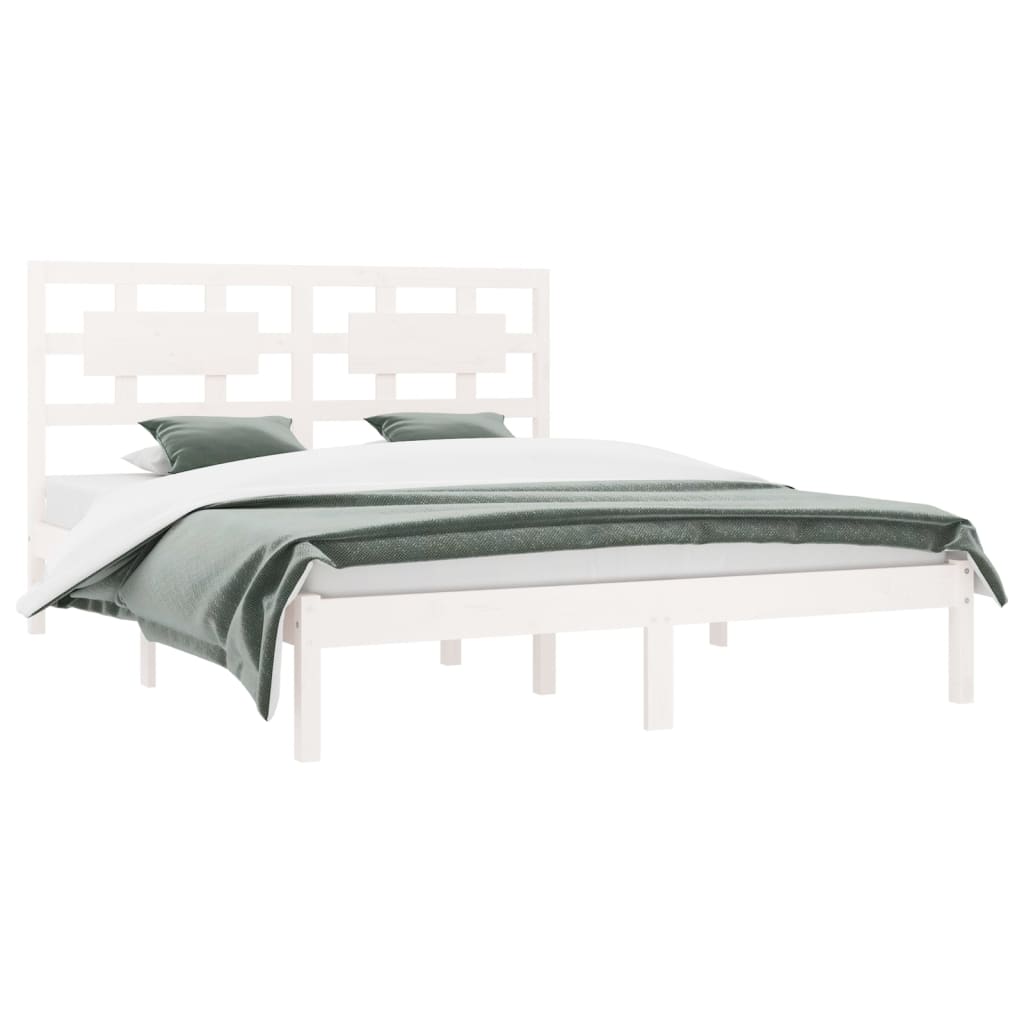 vidaXL Bedframe massief grenenhout wit 150x200 cm