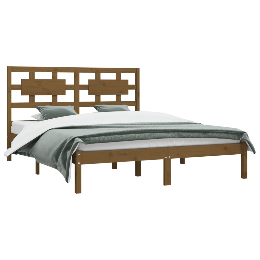 vidaXL Cadre de lit Marron miel Bois pin massif 150x200 cm Très grand