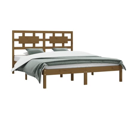 vidaXL Cadre de lit Marron miel Bois pin massif 150x200 cm Très grand