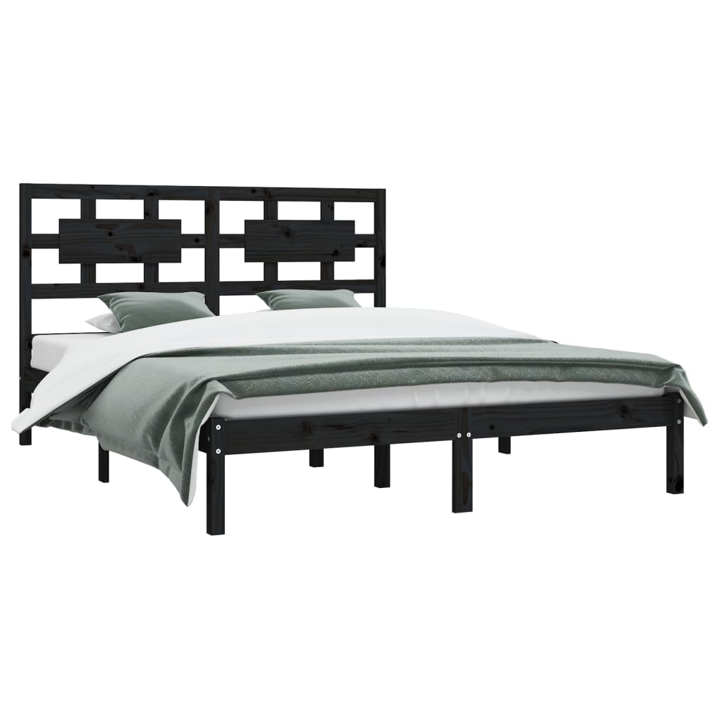 vidaXL Bedframe massief grenenhout zwart 160x200 cm