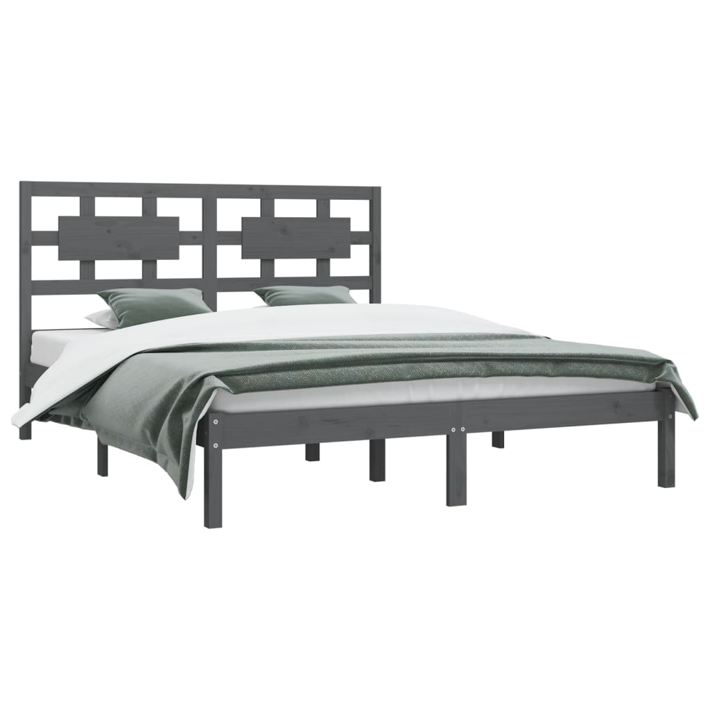 

vidaXL Bedframe massief grenenhout grijs 180x200 cm 6FT Super King