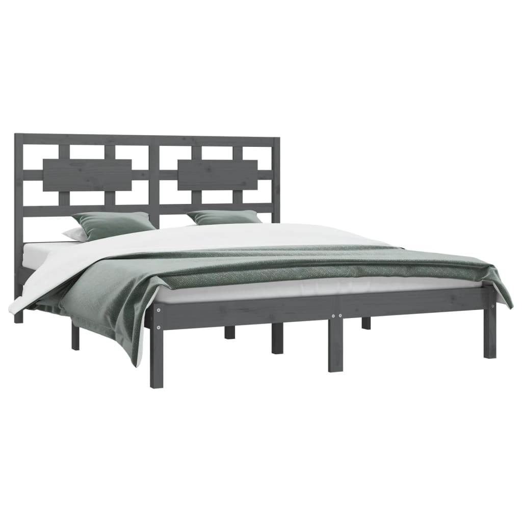 vidaXL Bedframe massief grenenhout grijs 200x200 cm