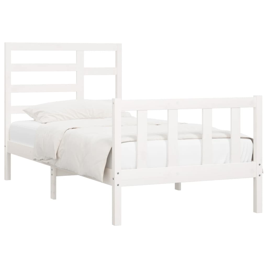 vidaXL Bedframe zonder matras massief grenenhout wit 90x200 cm afbeelding