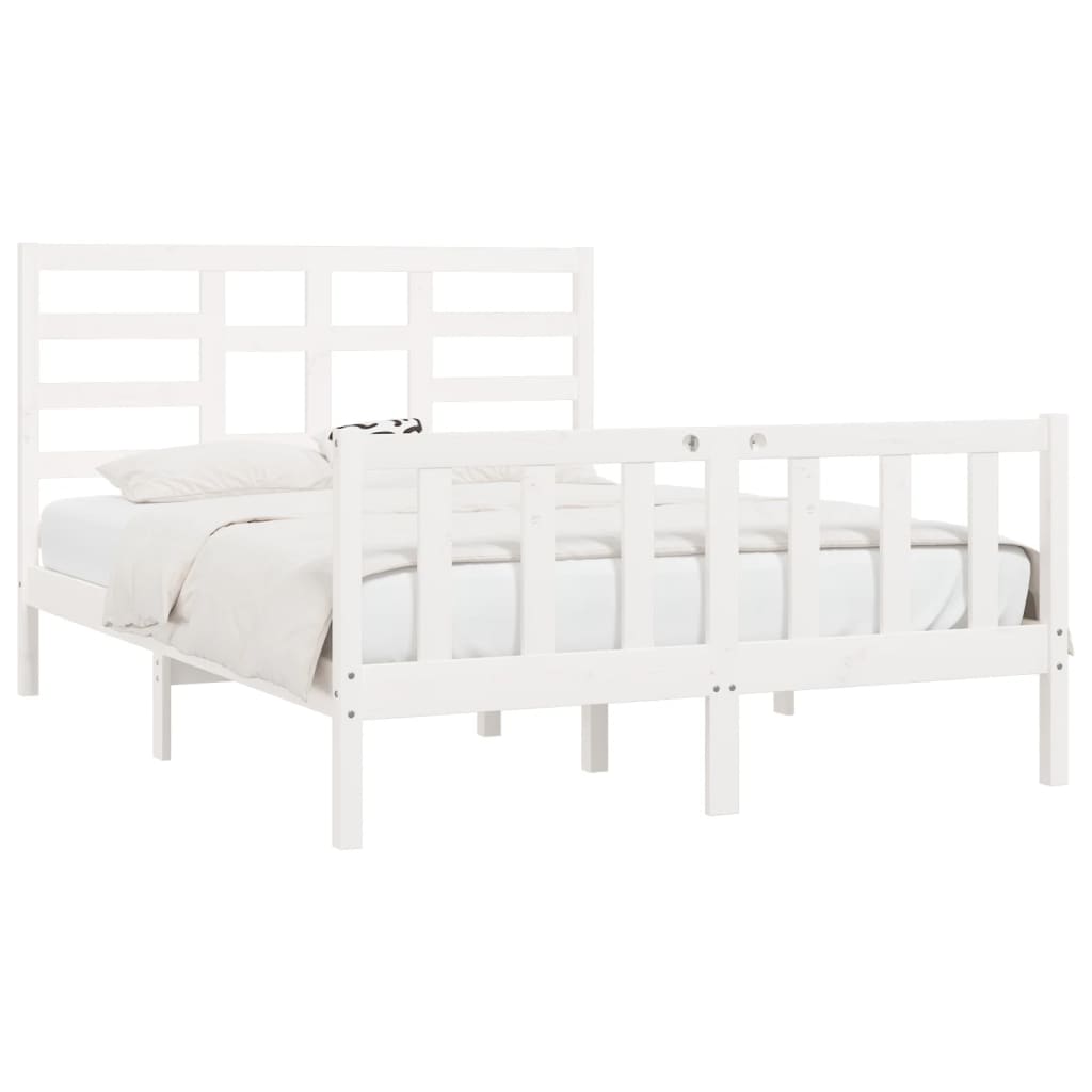 vidaXL Bedframe zonder matras massief grenenhout wit 120x200 cm afbeelding