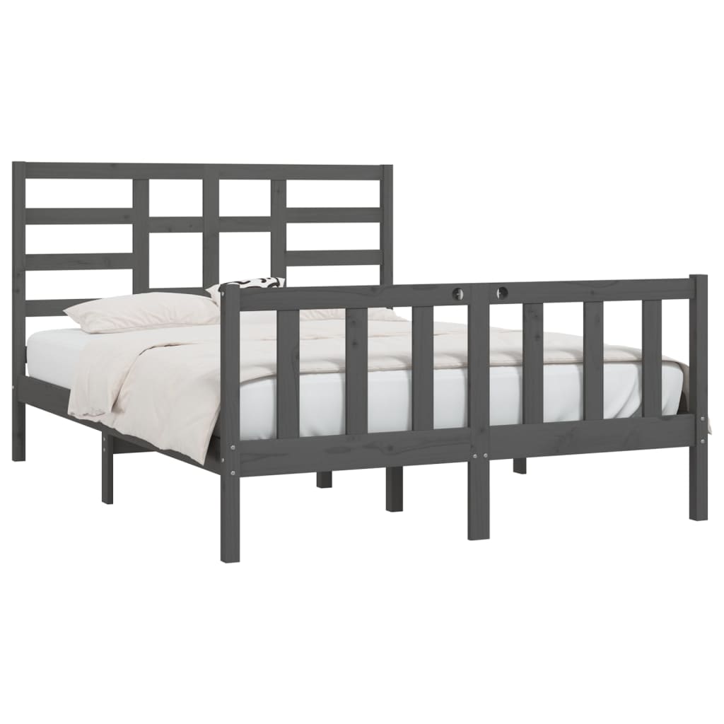 

vidaXL Bedframe massief grenenhout grijs 120x200 cm