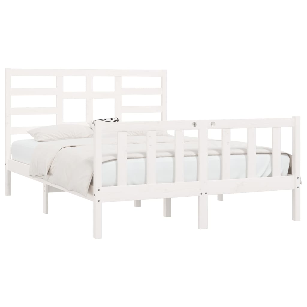 vidaXL Bedframe zonder matras massief grenenhout wit 140x200 cm afbeelding