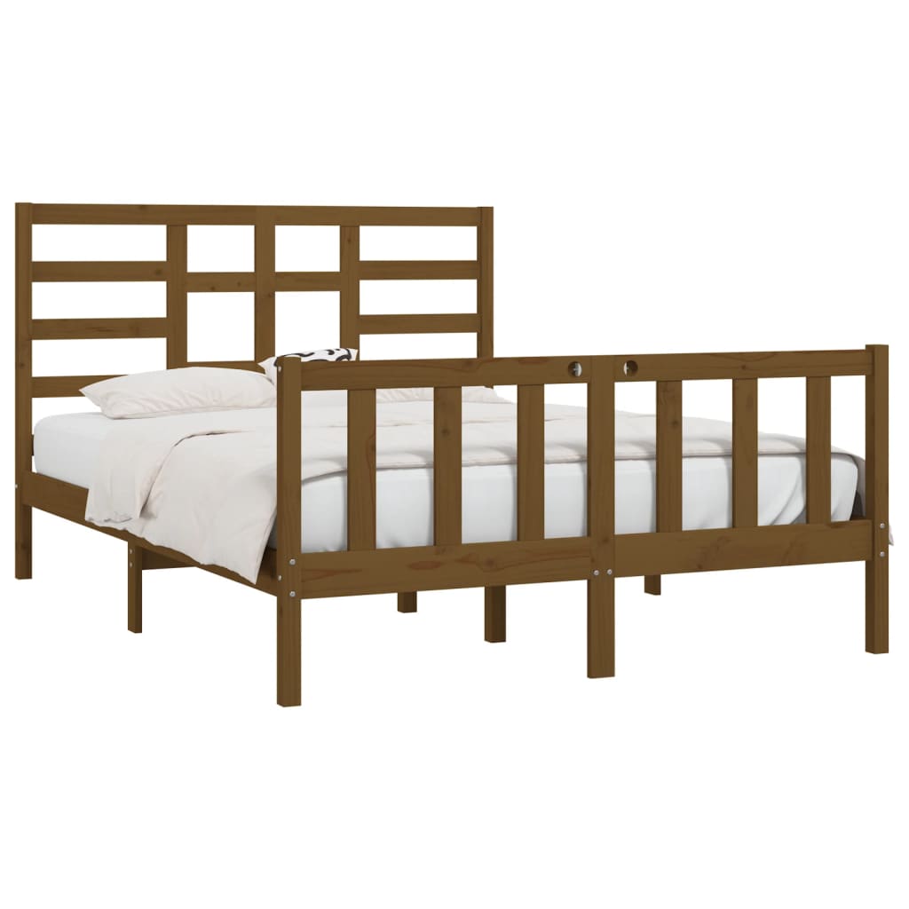 vidaXL Bedframe massief hout honingbruin 150x200 cm 5FT King Size