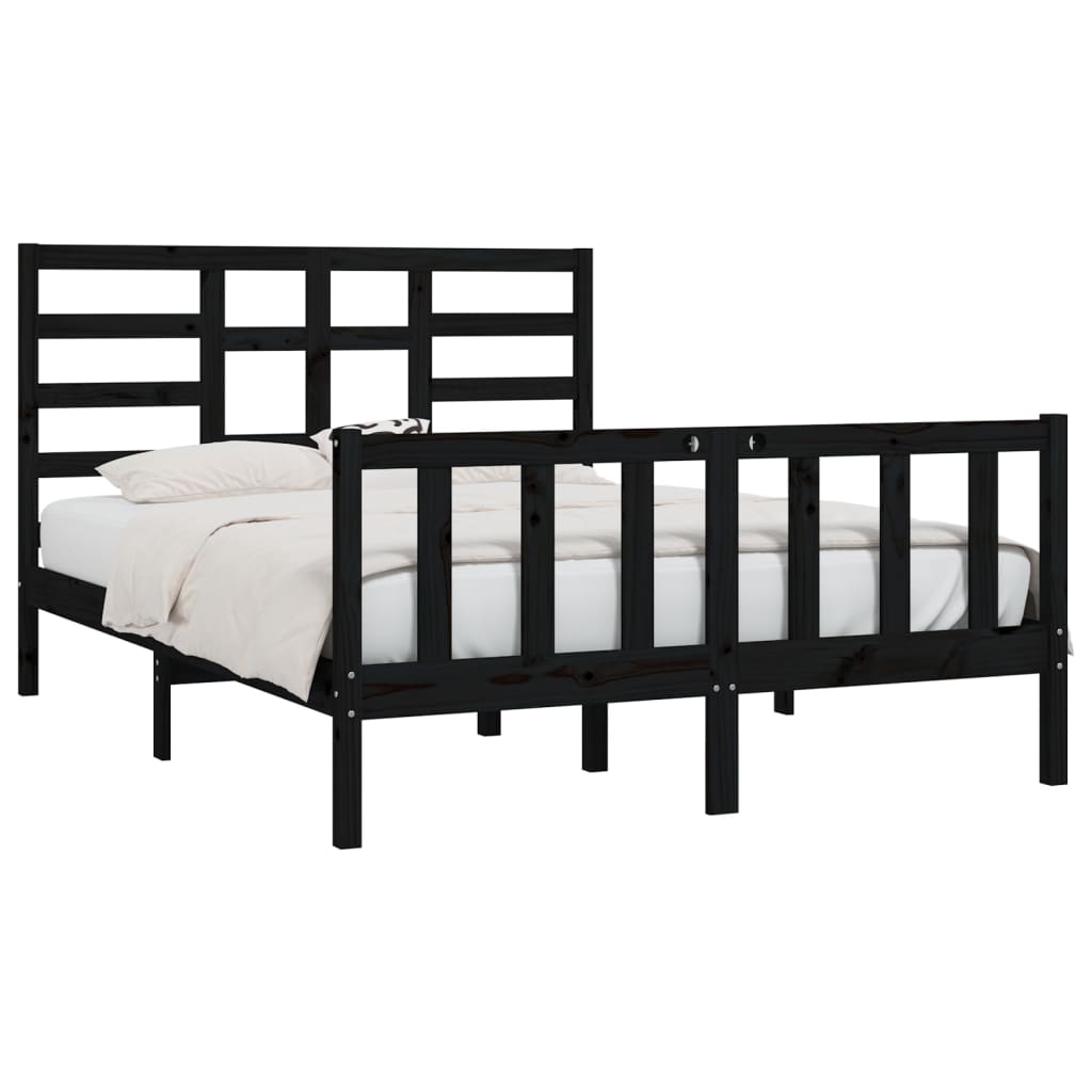 

vidaXL Bedframe massief hout zwart 150x200 cm 5FT King Size