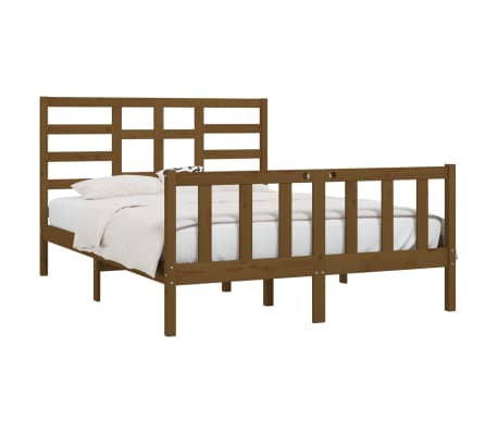 vidaXL Lovos rėmas, medaus rudas, 160x200cm, pu&scaron;ies medienos masyvas