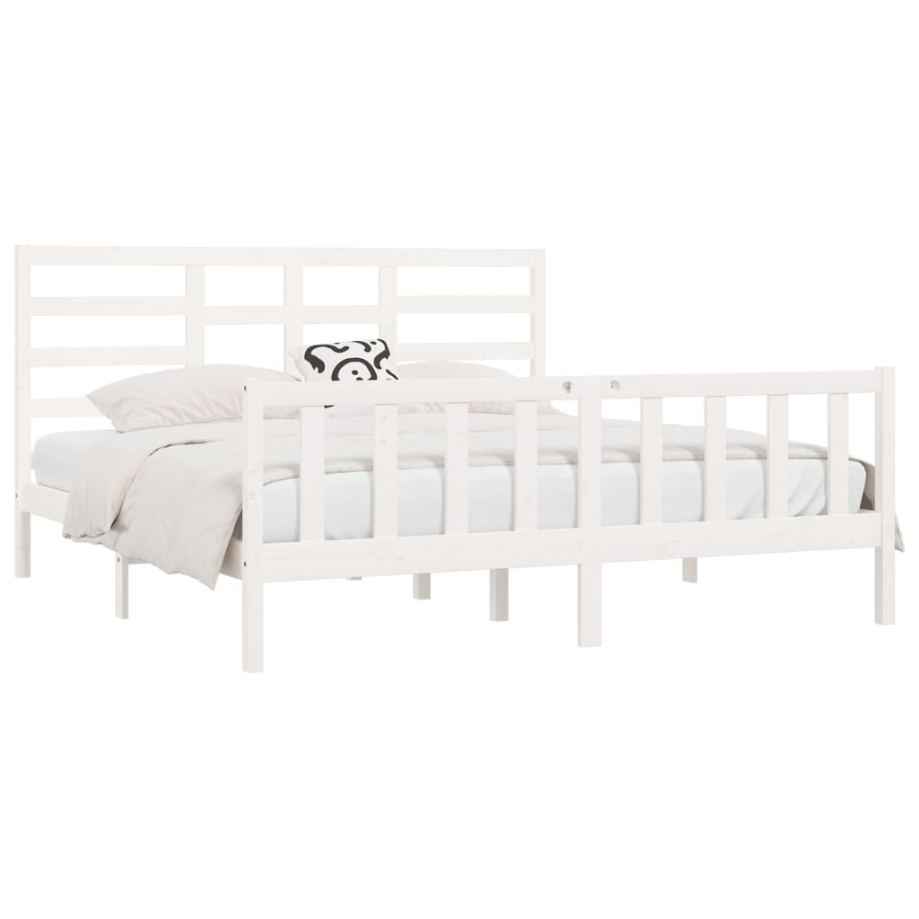vidaXL Bedframe massief hout wit 180x200 cm afbeelding