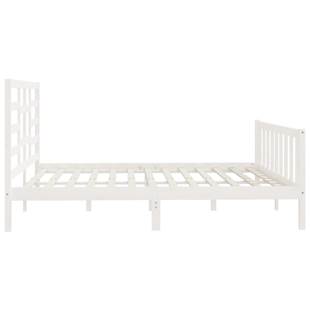 Cadru de pat Super King, alb, 180x200 cm, lemn masiv