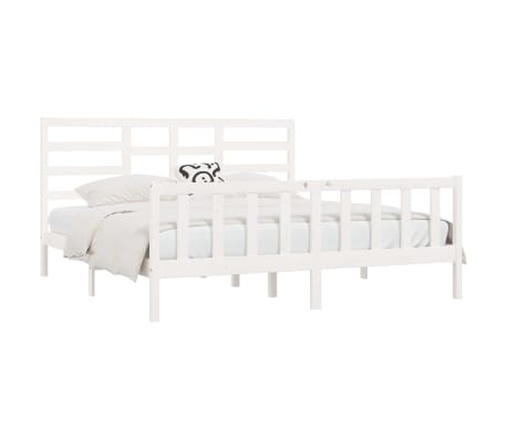 vidaXL Massivholzbett Wei&szlig; 180x200 cm