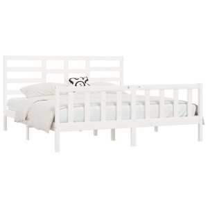 vidaXL Massivholzbett Wei&szlig; 180x200 cm