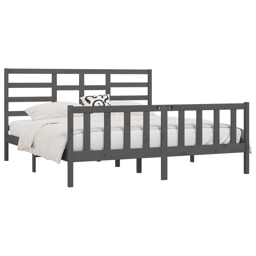 vidaXL Bedframe massief hout grijs 180x200 cm 6FT Super King