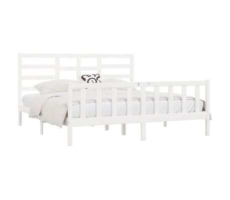 vidaXL Bedframe zonder matras massief grenenhout wit 200x200 cm