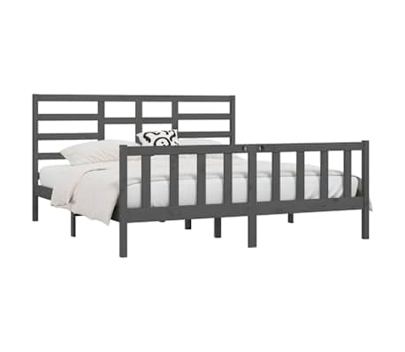 vidaXL Bedframe massief grenenhout grijs 200x200 cm