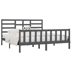 vidaXL Bedframe massief grenenhout grijs 200x200 cm