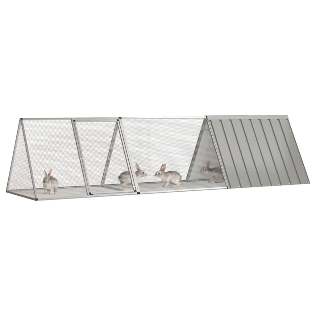 vidaXL Klietka na králiky sivá 302,5x80,5x71 cm pozinkovaná oceľ