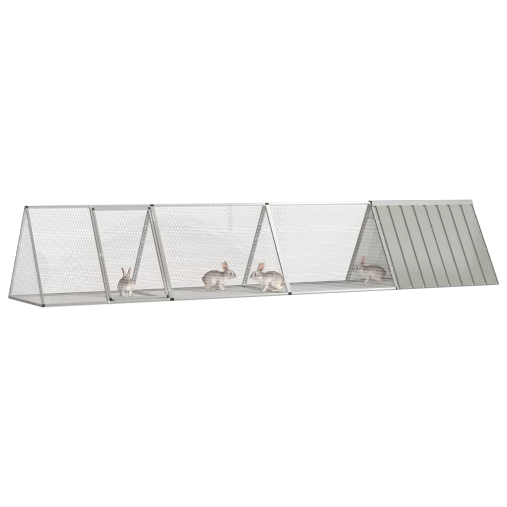 Vidaxl Cusca Pentru Iepuri, Gri, 403,5x80,5x71 Cm, Otel Galvanizat