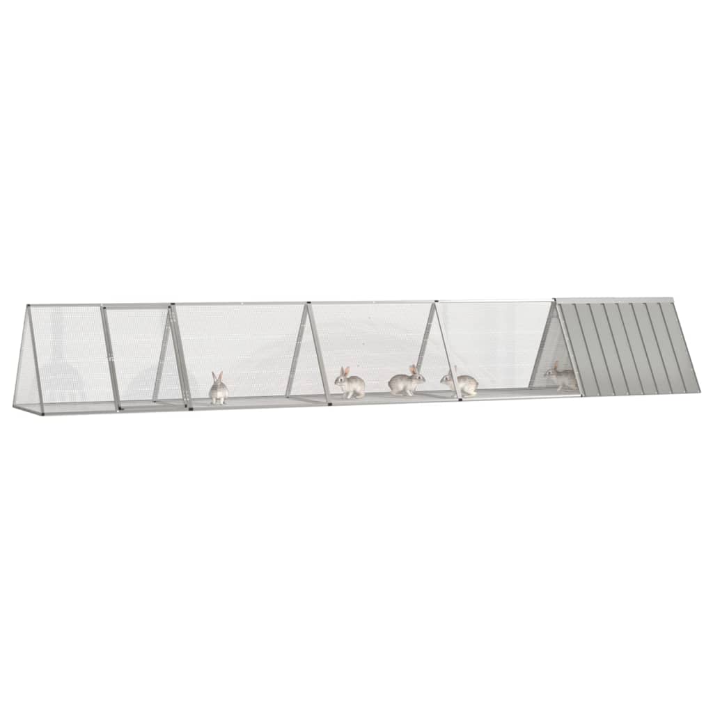 vidaXL Klietka pre králiky sivá 504,5x80,5x71 cm pozinkovaná oceľ