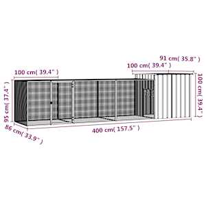 Klec pro kuřata antracitová 400 x 91 x 100 cm pozinkovaná ocel - obrázek 5