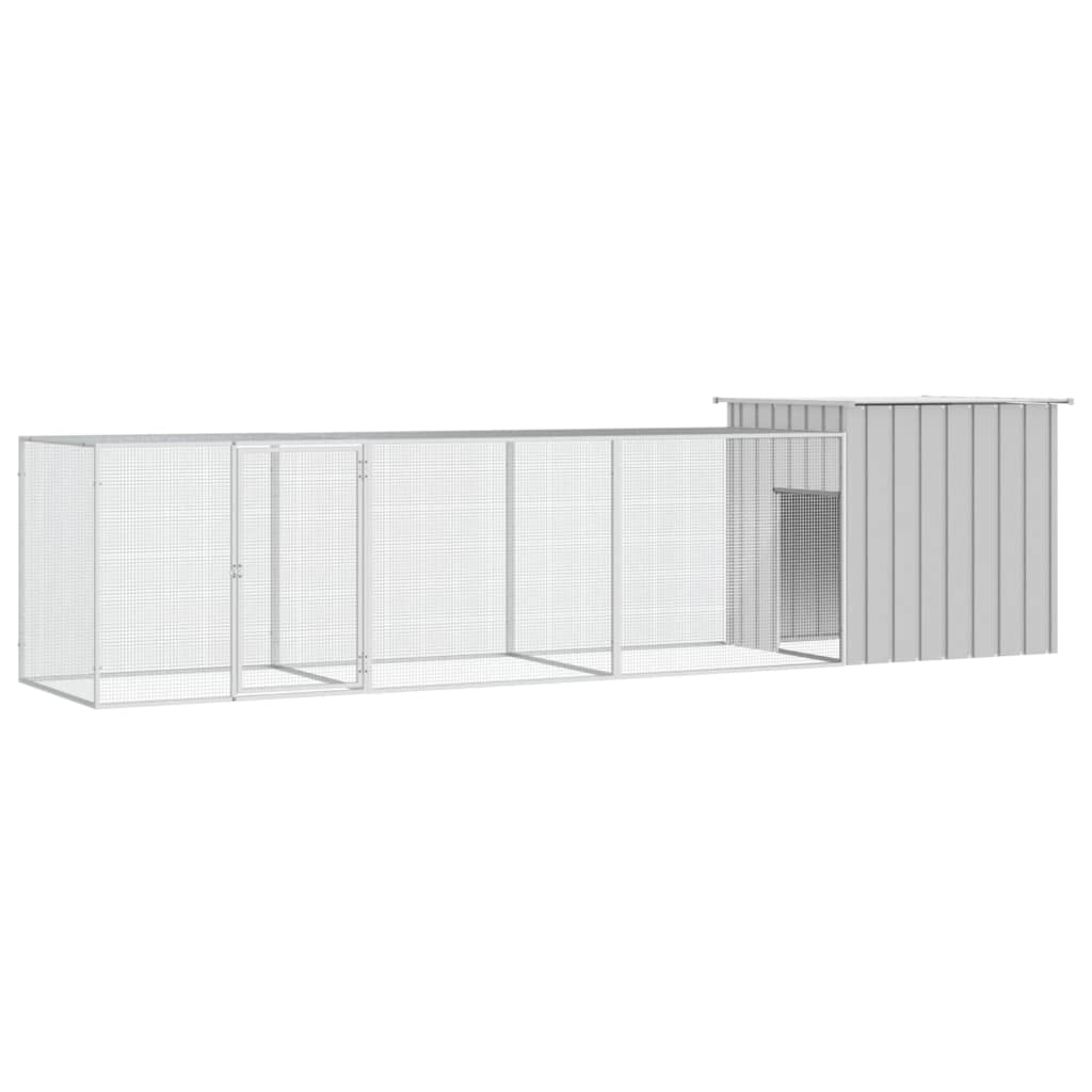 vidaXL Galinheiro 400x91x100 cm aço galvanizado cinzento