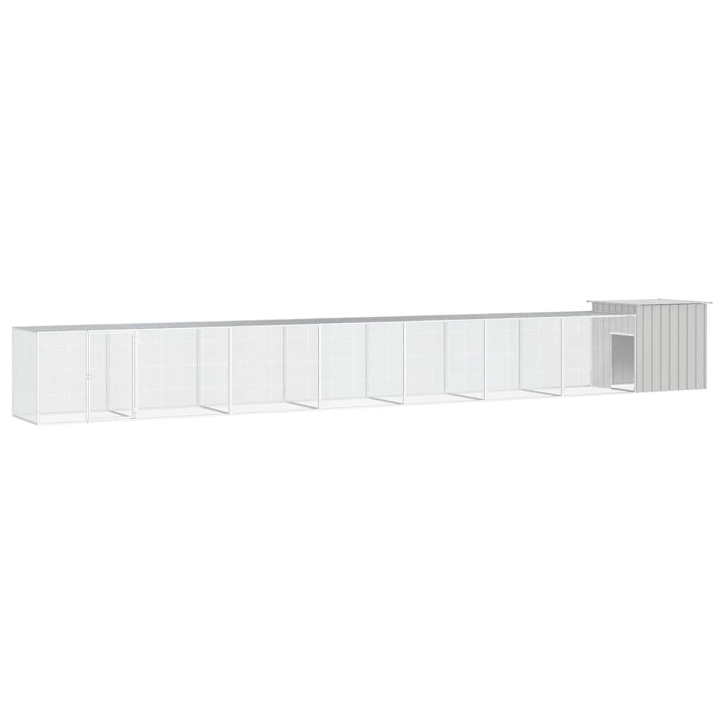 vidaXL Coteț pentru păsări, gri, 800x91x100 cm, oțel galvanizat 800x91x100