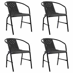 Vrtni stoli 4 kosi plastika, ratan in jeklo 110 kg