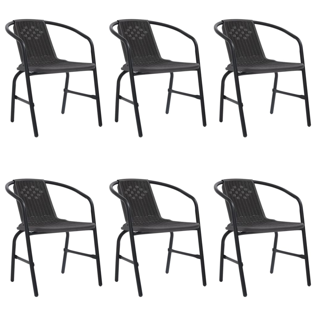 

vidaXL Garden Chairs 6 pcs Plastic Rattan and Steel 242.5 lb