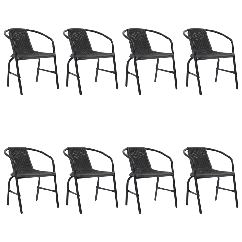 Image of vidaXL Garden Chairs 8 pcs Plastic Rattan and Steel 110 kg