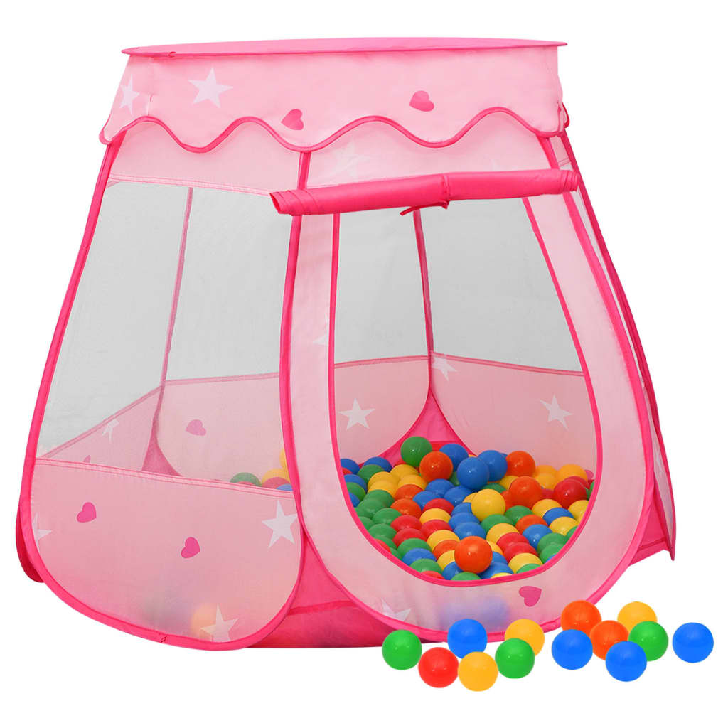 vidaXL Cort de joacă pentru copii cu 250 bile, roz, 102x102x82 cm