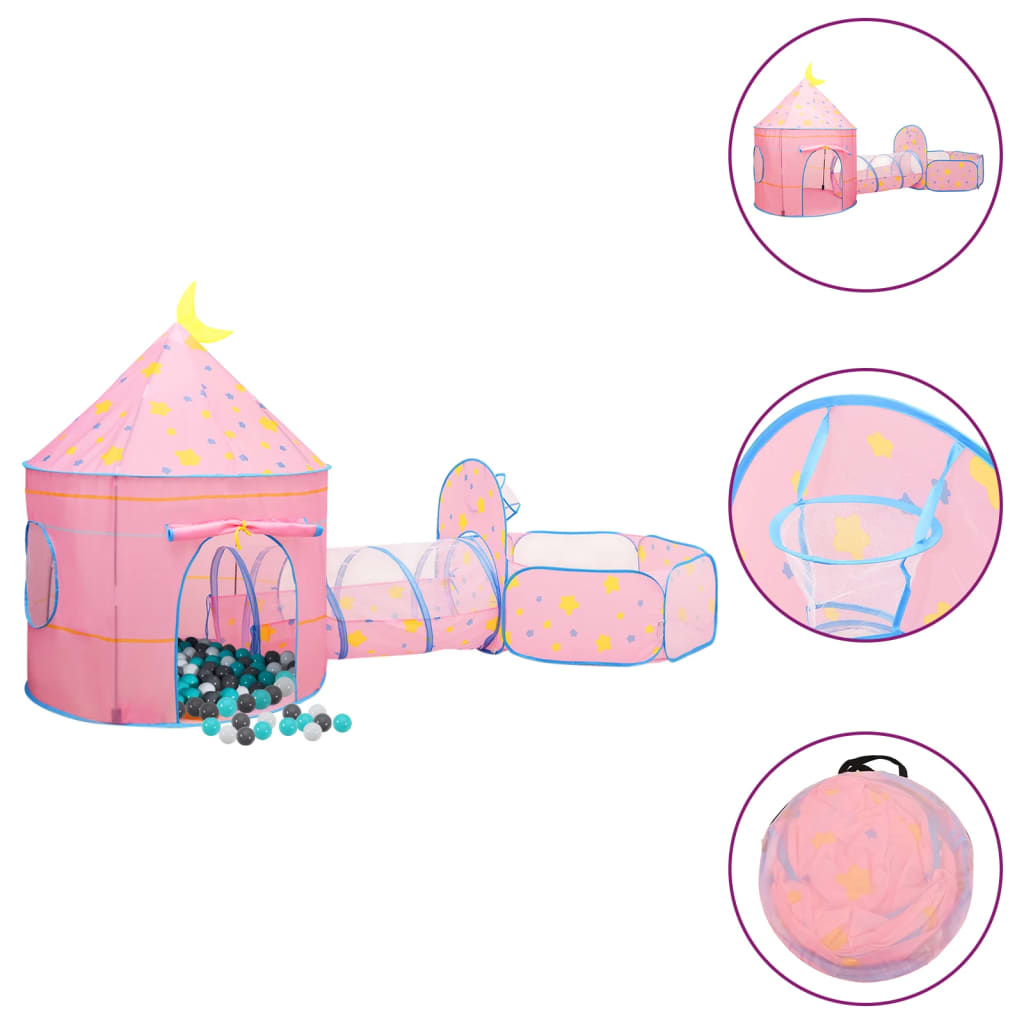 7: vidaXL legetelt til børn med 250 bolde 301x120x128 cm pink