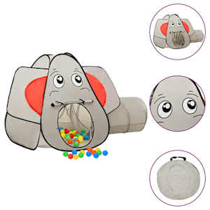 Šotor za igranje v obliki slona in 250 žogic siv 174x86x101 cm