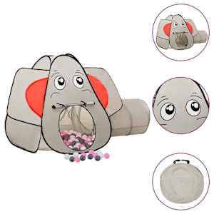 Šotor za igranje v obliki slona in 250 žogic siv 174x86x101 cm