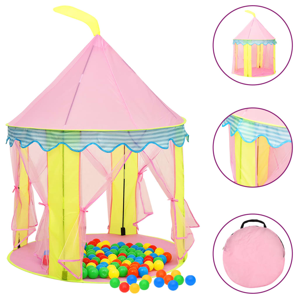 vidaXL Cort de joacă pentru copii cu 250 bile, roz, 100x100x127 cm