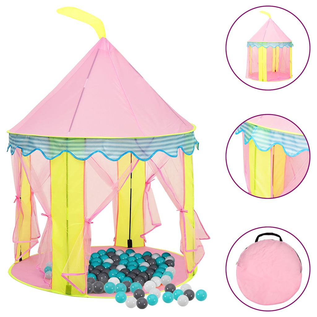 vidaXL Kinder-Spielzelt mit 250 Bällen Rosa 100x100x127 cm