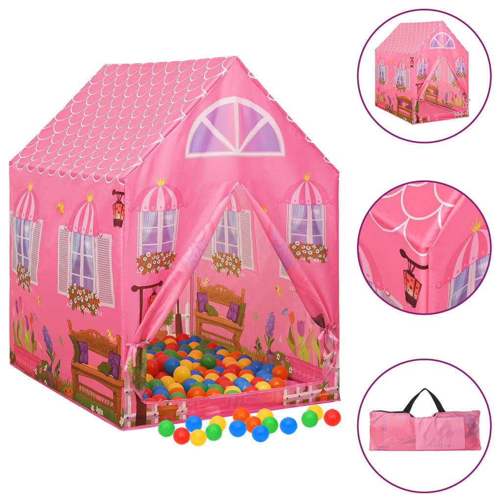 vidaXL Kinder-Spielzelt mit 250 Bällen Rosa 69x94x104 cm