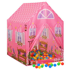 Dětský hrací stan s 250 míčky růžový 69 x 94 x 104 cm - obrázek 2