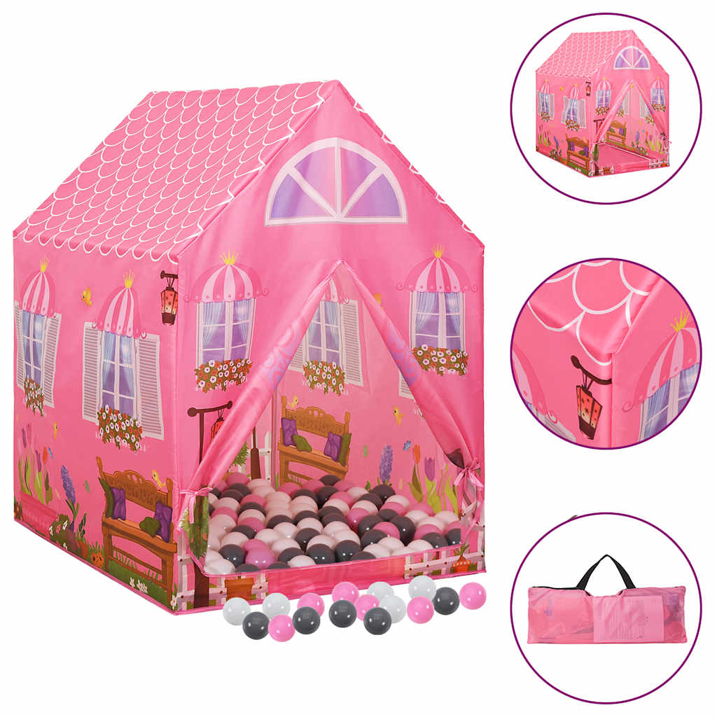 vidaXL Kinder-Spielzelt mit 250 Bällen Rosa 69x94x104 cm