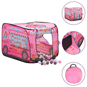 Otroški šotor za igranje z 250 žogicami roza 70x112x70 cm