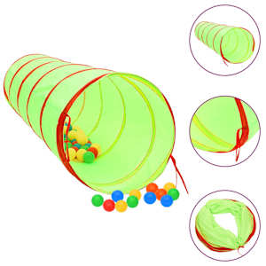 vidaXL laste m&auml;ngutunnel, 250 palli, roheline, 175 cm, pol&uuml;ester
