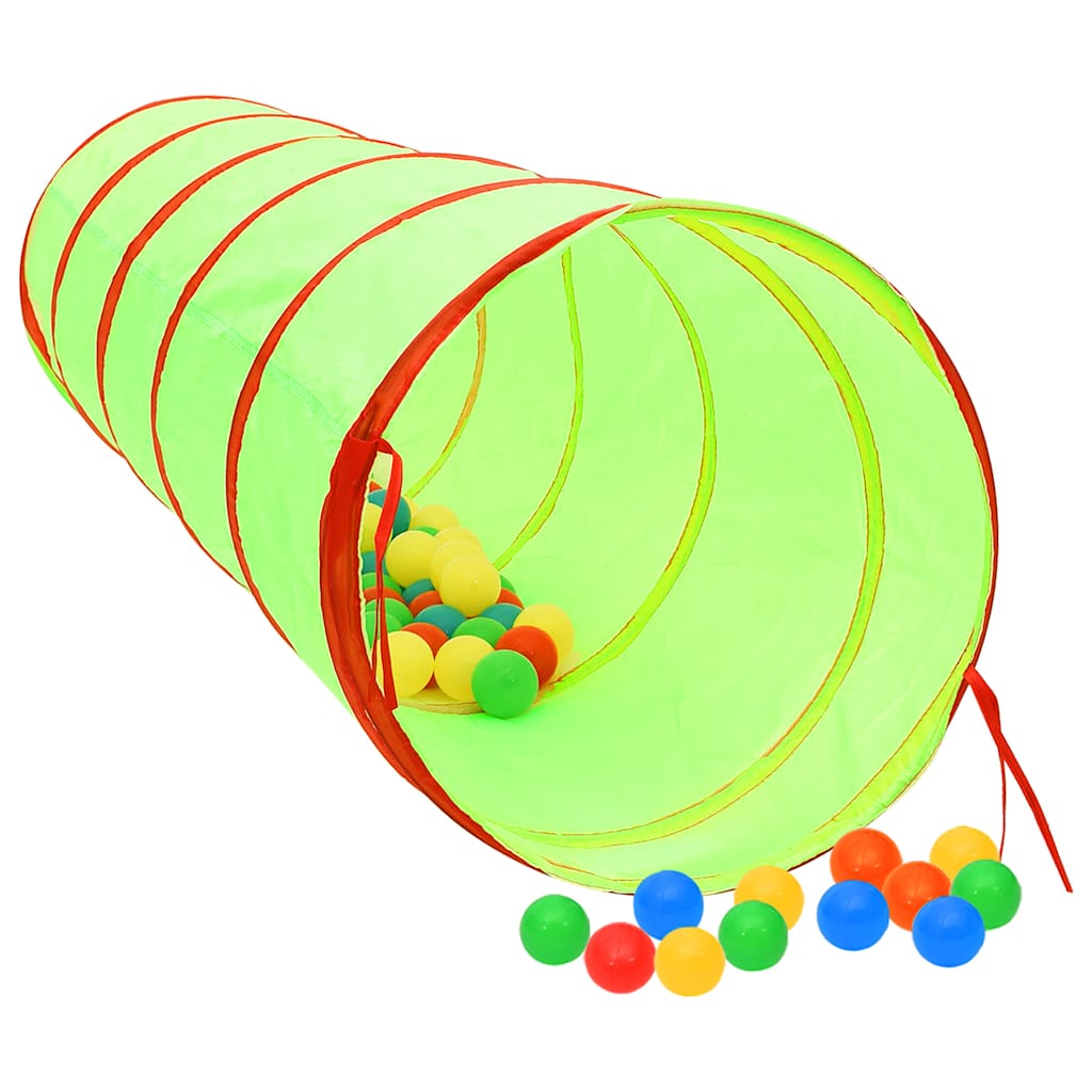 vidaXL Tunel de joacă pt copii, 250 bile, verde, 175 cm, poliester