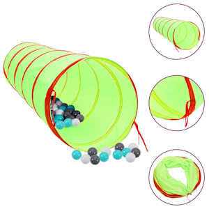 vidaXL laste m&auml;ngutunnel, 250 palli, roheline, 175 cm, pol&uuml;ester