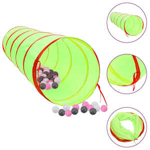 vidaXL laste m&auml;ngutunnel, 250 palli, roheline, 175 cm, pol&uuml;ester