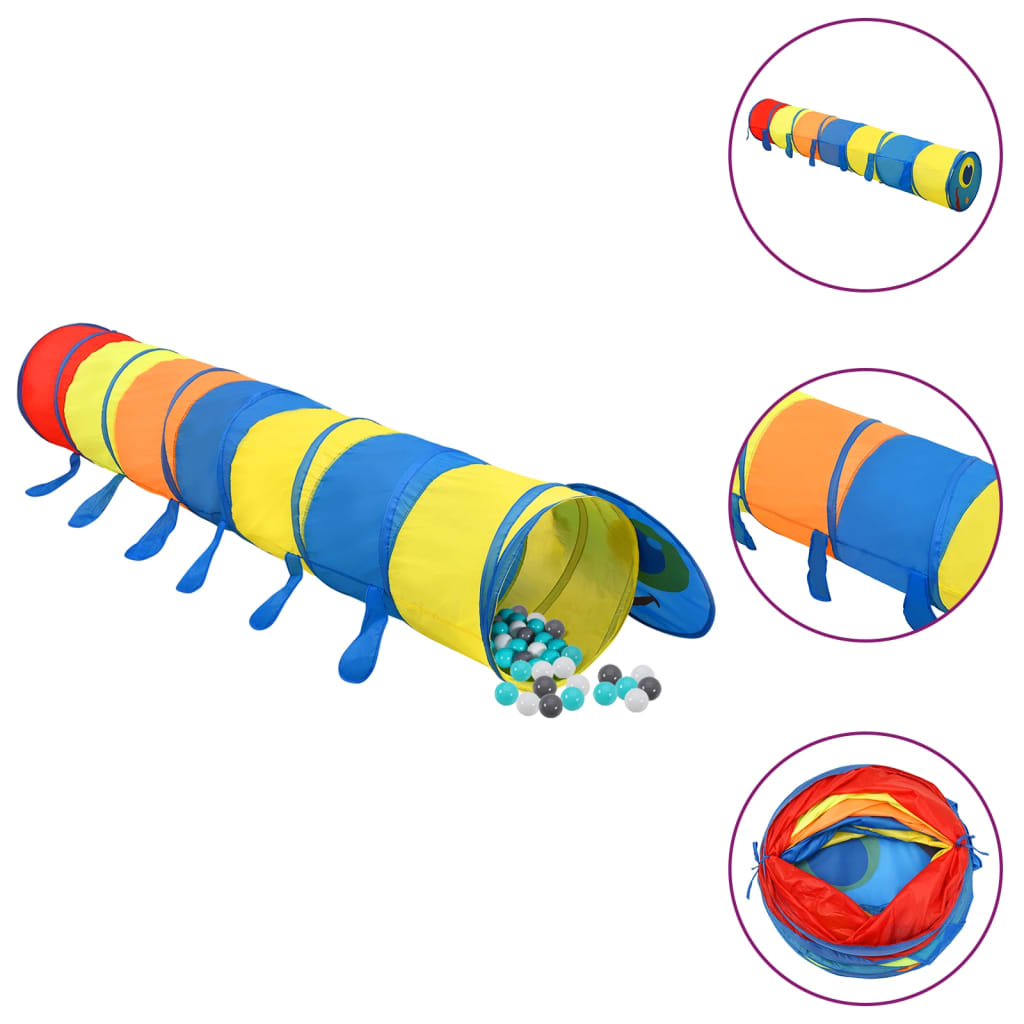 vidaXL Spieltunnel mit 250 Bällen Mehrfarbig 245 cm Polyester