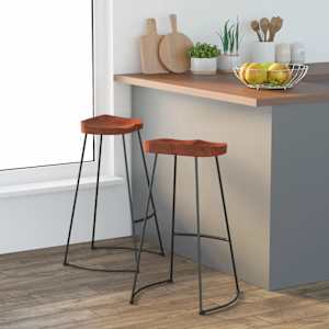 Barski stolček Gavin 2 kosa 50x40x78 cm trden mangov les