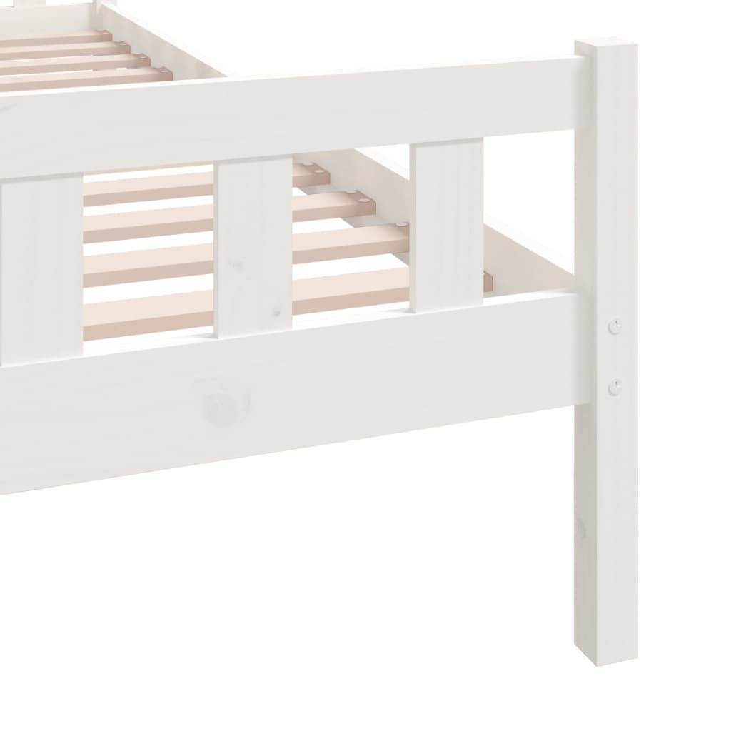 Cadru de pat mic single, alb, 75x190 cm, lemn masiv
