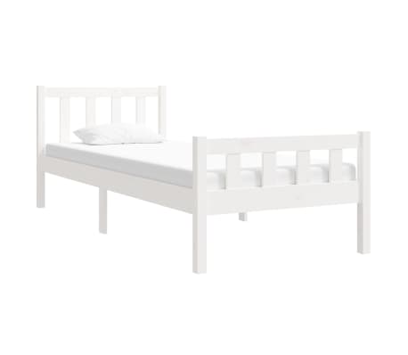 vidaXL Cadre de lit Blanc Bois massif 75x190 cm Petit simple