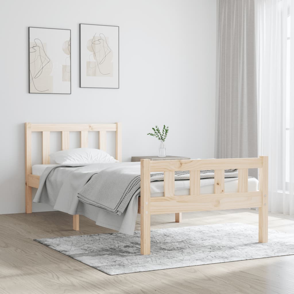 vidaXL Rama ��ka, lite drewno, 90x190 cm, pojedyncza