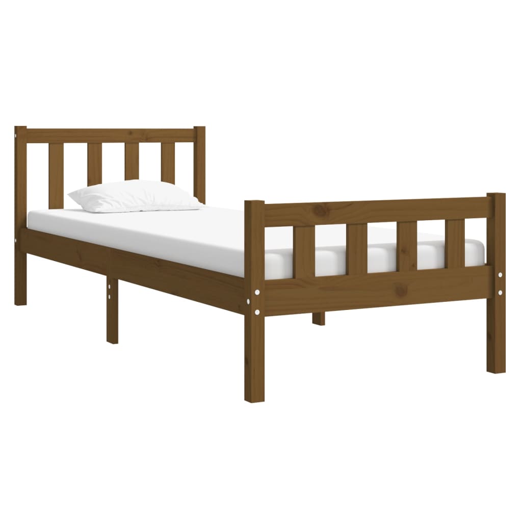 Cadru de pat single, maro miere, 90x190 cm, lemn masiv
